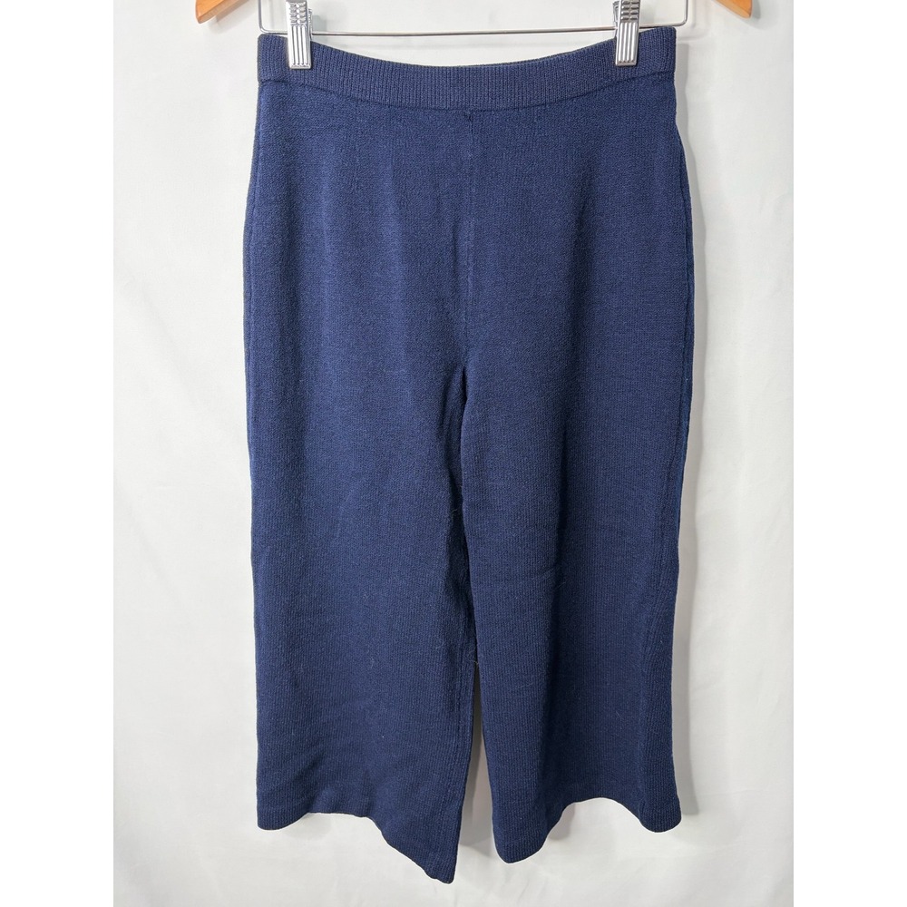 Vintage St John Basics Santana Knit Pants Women 2 Navy Blue Wide Leg High Rise
